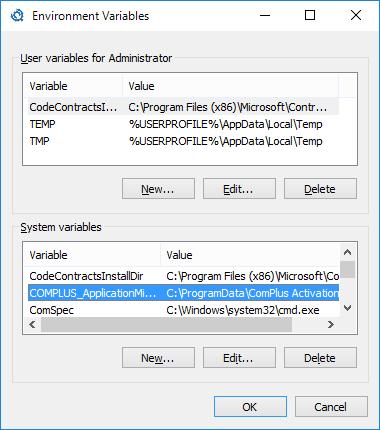 COMPLUS_ApplicationMigrationRuntimeActivationConfigPath in the section System variables and click on Edit.