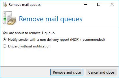 Via the action Activate selected queues and Deactivate selected queues, you can start or pause the delivery of mails to the respective domains.