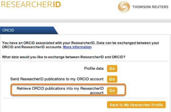 After selecting Retrieve ORCID publications into my ResearcherID account, you will be presented with a list of your ORCID publications, which you can select for import