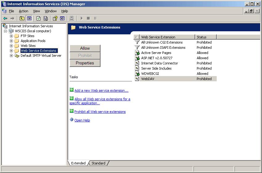 Configure Additional Settings on the IIS Server (6.0) a. Double-click on the left-side server folder listing to expand it. In these illustrations, the server name happens to be WCIIS (local computer).