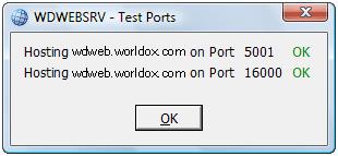 Click in the Test Ports message to close it.