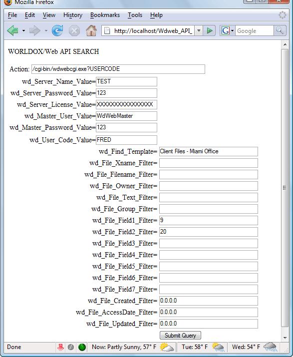 Developers Notes Figure 24: Client/Matter search form displayed in browser.