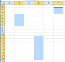 The screen should look similar to the following example: 4 Select an entire column by clicking on the column E header at the top of the worksheet.