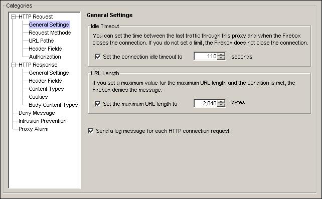Configuring the HTTP Proxy Configuring settings for HTTP requests You can configure general settings for HTTP requests. You can also see and edit the HTTP request rulesets included in a proxy action.