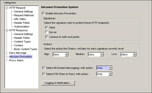 Configuring the DNS Proxy Configuring intrusion prevention for HTTP You can use the HTTP proxy to enable and configure the WatchGuard Intrusion Prevention Service.