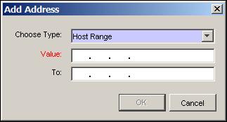 18 Add the remote network address. Click the button adjacent to the field to open the Add Address dialog box. 19 Select the type of address from the Choose Type drop-down list.