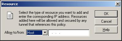 Adding Security Templates Adding resources to a policy template 1 From the Device Policy dialog box, click Add. The Resource dialog box appears, see the figure that follows.