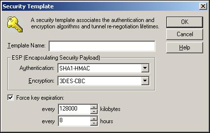 Default security templates are supplied for the available encryption types. You can also make new templates.