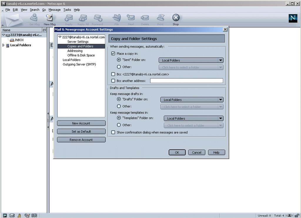 44 Chapter 3 Installing and configuring Unified Messaging To configure Netscape Messenger 6.2x 1 On the Edit menu click Preferences. The Mail & Newsgroups account settings dialog box appears.