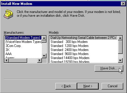 my modem. Figure 9-3: Install New Modem Screen 5.