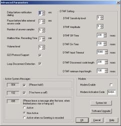 3-8 VUP Programming Figure 3-5: Advanced Parameters Dialog 6. Modify and mark the parameters in the advanced Parameters dialogue.