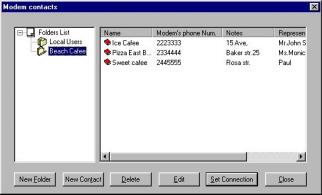 Administrator's Operations 4-3 To manage the contact list of remotely connected PCs containing the VUP software: 1. Select Communication Modem Contacts from the menu bar.