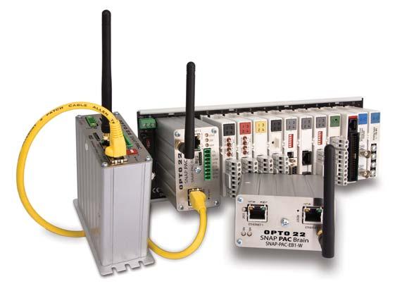 Support for Multiple Wireless and Security Standards Opto 22 s controllers and brains support 802.11a, b, and g, in both ad hoc and infrastructure modes. Engineers can use the higher frequency 802.