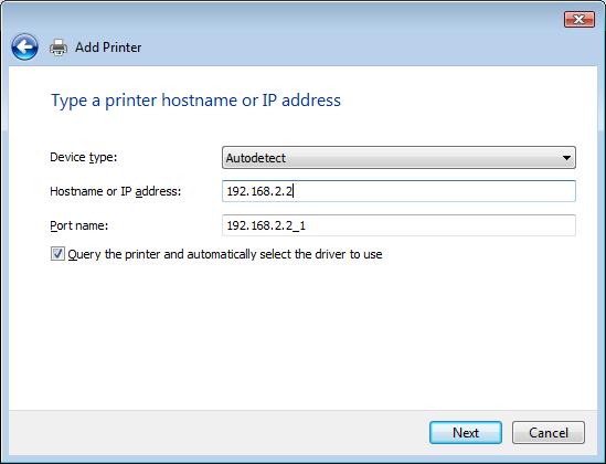 Enter the IP Address of the Print Server
