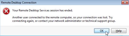 e. Read the Remote Desktop Connection message that appears on PC 1 s desktop, then click OK.