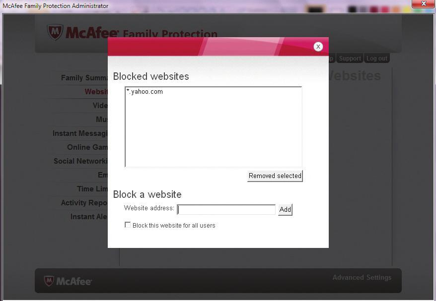 Blocking a Website To block a specific site, click Change Blocked Sites, type the URL into the box under Block a Website, and then click Add.