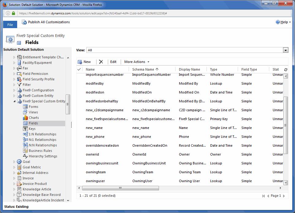 Configuring the Five9 Plus Adapter for Microsoft Dynamics CRM Creating Custom Entities 4 After each