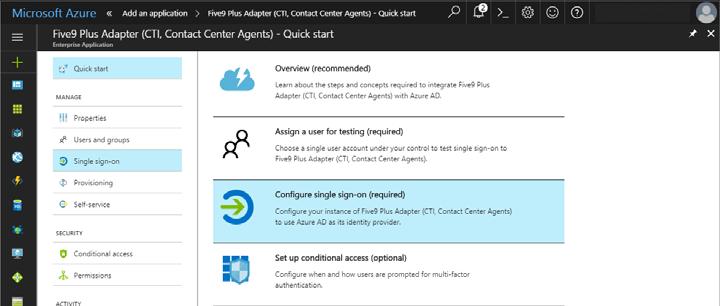 Configuring Single Sign-On Microsoft Azure Active Directory 2 Select SAML-based Sign-on. The configuration page is displayed.