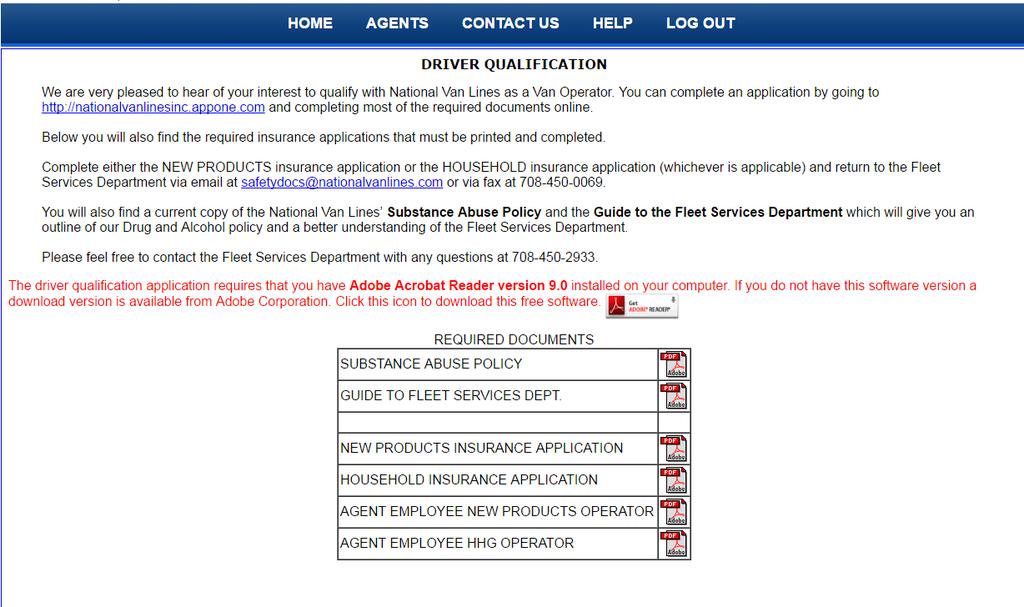 Section I, Page 23 Driver Qualification - This feature provides you with a link to the driver qualification paperwork. The paperwork can be completed online.