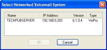 The menu for entering the name, password and details of the server is displayed. 4. Enter the User Name and User Password for an administrator account on the voicemail server.