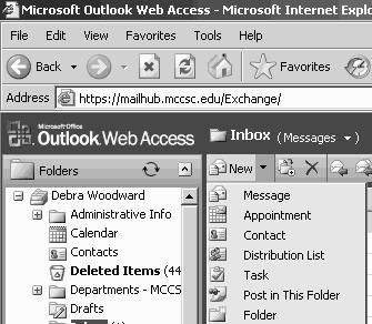 Between the OWA Task Bar and your inbox is this following information line. You may sort your inbox by any of the categories listed.