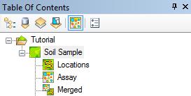 However, in order to create a feature class (or symbolized map layer) and display the spatial distribution of the geochemical results on a map, you need to merge the assay results with the location