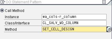 To change the MATNR column color, we need to use SET_CELL_DESIGN