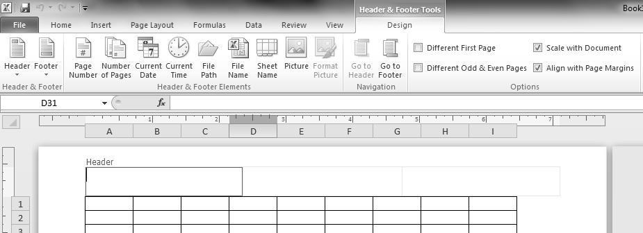 Print headers or footers on every page Anything placed in a header or footer will appear on every page of the printed document. On the View Ribbon, click the Page Layout button.