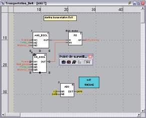 A tool palette provides direct access to the main functions: b Dynamic program animation b Setting of watchpoints or breakpoints (not authorized in event-triggered tasks) b Step-by-step program