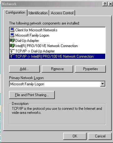 3.1.4 Windows 98/95/ME O/S The configurations in all Windows 98/95/ME are the same,