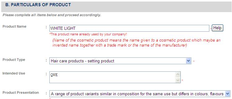 Q18. I have withdrawn my product, but when I try to renotify again, system rejected due to reason product name has already used by your company?