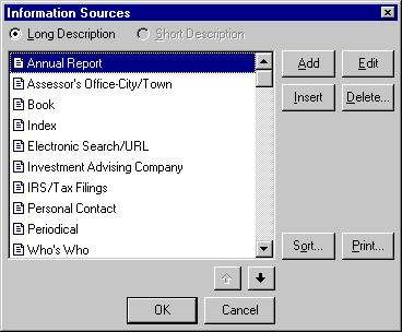 P ROSPECT INFORMATION 19 If you want an Information type that does not exist, click on the Information type field name. The Financial Data Types screen appears.