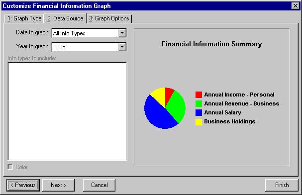 In the Graph Type Options box on the right, you can then select to view your graph in 2-D (two-dimensional) or 3-D (three-dimensional) format. 5. Select the Data Source tab. 6.