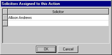 42 C HAPTER 10. Click Solicitor(s) to access the Solicitor Assigned to this Action screen. Note: For more information about the Open screen, see the Program Basics chapter in the Program Basics Guide.