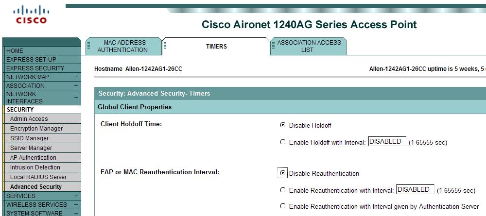 Cisco 1131, 1232 and 1242 Autonomous APs 5. IMPORTANT: If Wi-Fi Standard QoS or CCX is being used, you must enable Call Admission Control.