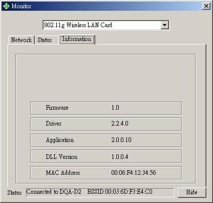 3.1.5 Information It shows the current Firmware, Driver,