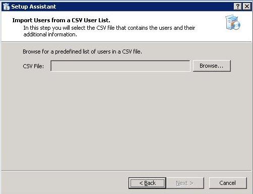 3. The Import Users from a CSV User List dialog appears. If you have not already done so, download the CSV user list file to a secure location on the IC Server.