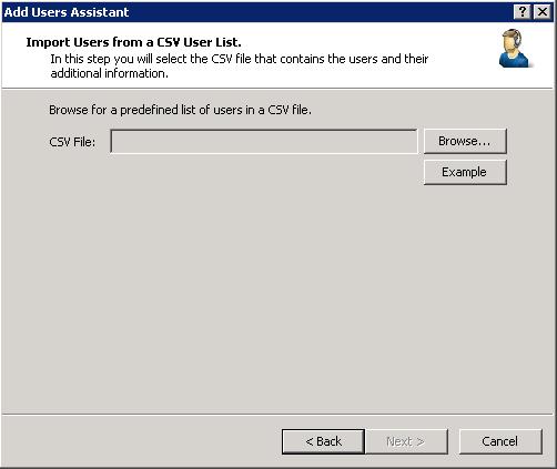Add Users Assistant Import Users from a CSV User List If you have not already done so, download the CSV user list file to a secure location on the IC Server. 4.