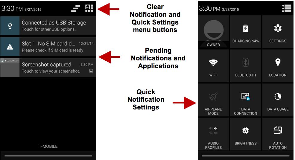Notifications Bar The notification bar is located on the top of the screen which contains useful and important information regarding your phone and the applications that are