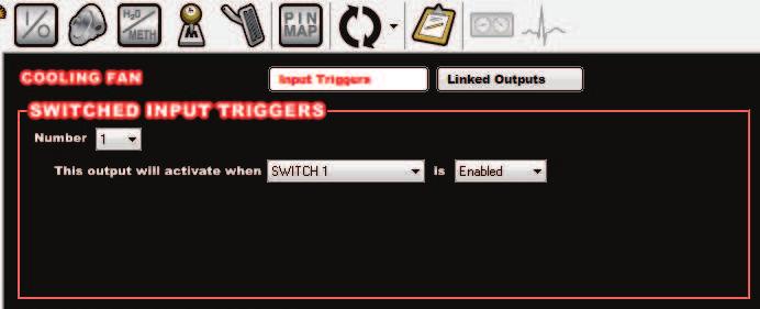 3. Set the Switched Input Trigger to activate when SWITCH 1 is enabled 4.