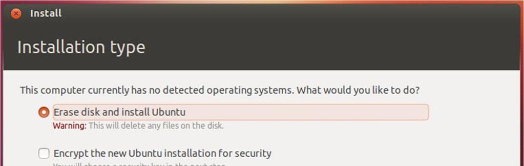 Initial Options 15 You're installing on the virtual drive, not