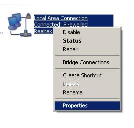 Select [Local Area Connection]) icon -> select