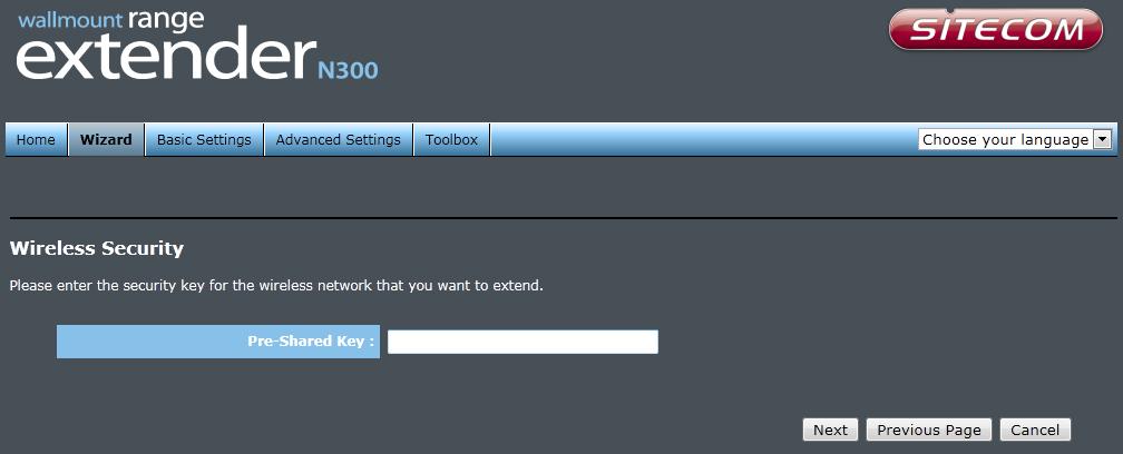 On the first page you can select the network that the Range Extender needs to connect to.