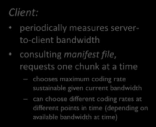 chunk at a time chooses maximum coding rate sustainable given current bandwidth can