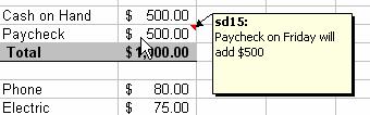 Section 8 Comments Adding Cell Comments Suppose you receive your next paycheck on Friday and you would like to add a note in your Checkbook sheet to remind yourself that the amount in your checkbook