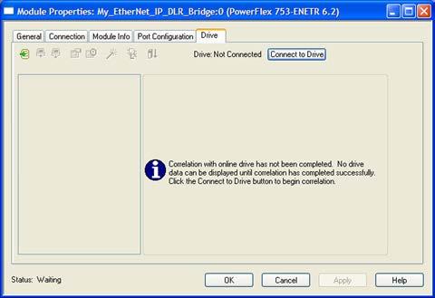 Chapter 4 Configuring the I/O 2. Click the Drive tab. 3. Click Connect to Drive to begin the correlation process.