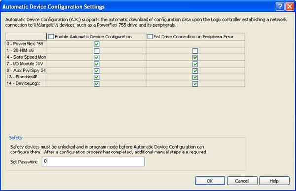Configuring the I/O Chapter 4 11. Click the ADC icon to open the ADC Settings dialog box. The ADC Settings dialog box provides a single location for ADC configuration of the drive s ports.