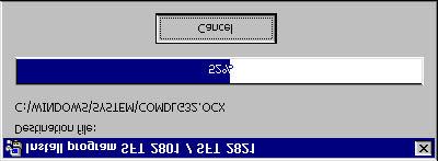Installing the SFT2821 software copying files The program copies the files required for the chosen program