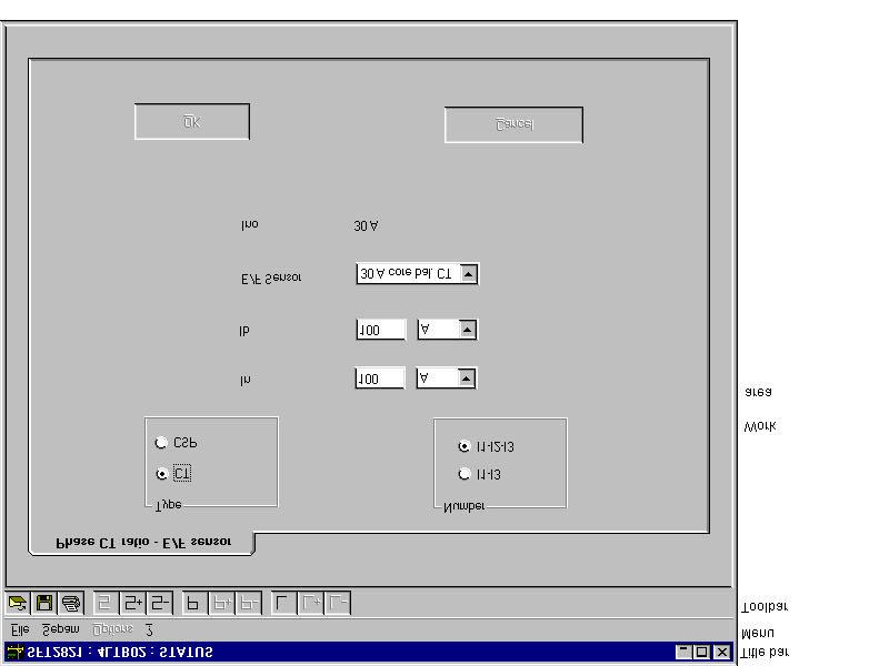 Graphical interface General layout The SFT2821 software is of the SDI (Single Document Interface) type, which means that is only possible to open one setting file at a time.