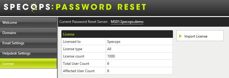 Import your license key Enter your license key in the Password Reset Configuration Tool. 1.